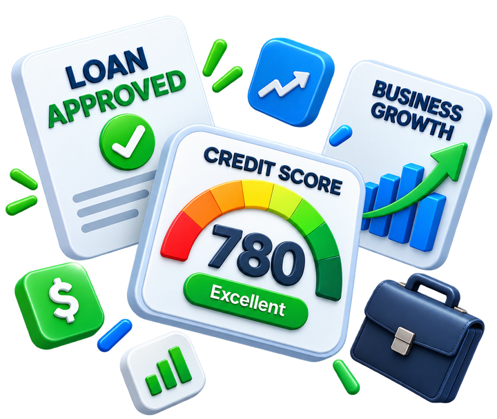 Credit score, loan approval, and business growth